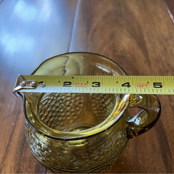 Vintage Avalos Mexican Handblown Floral & Fruit Small Amber/Green Glass Pitcher - Picture 16 of 16
